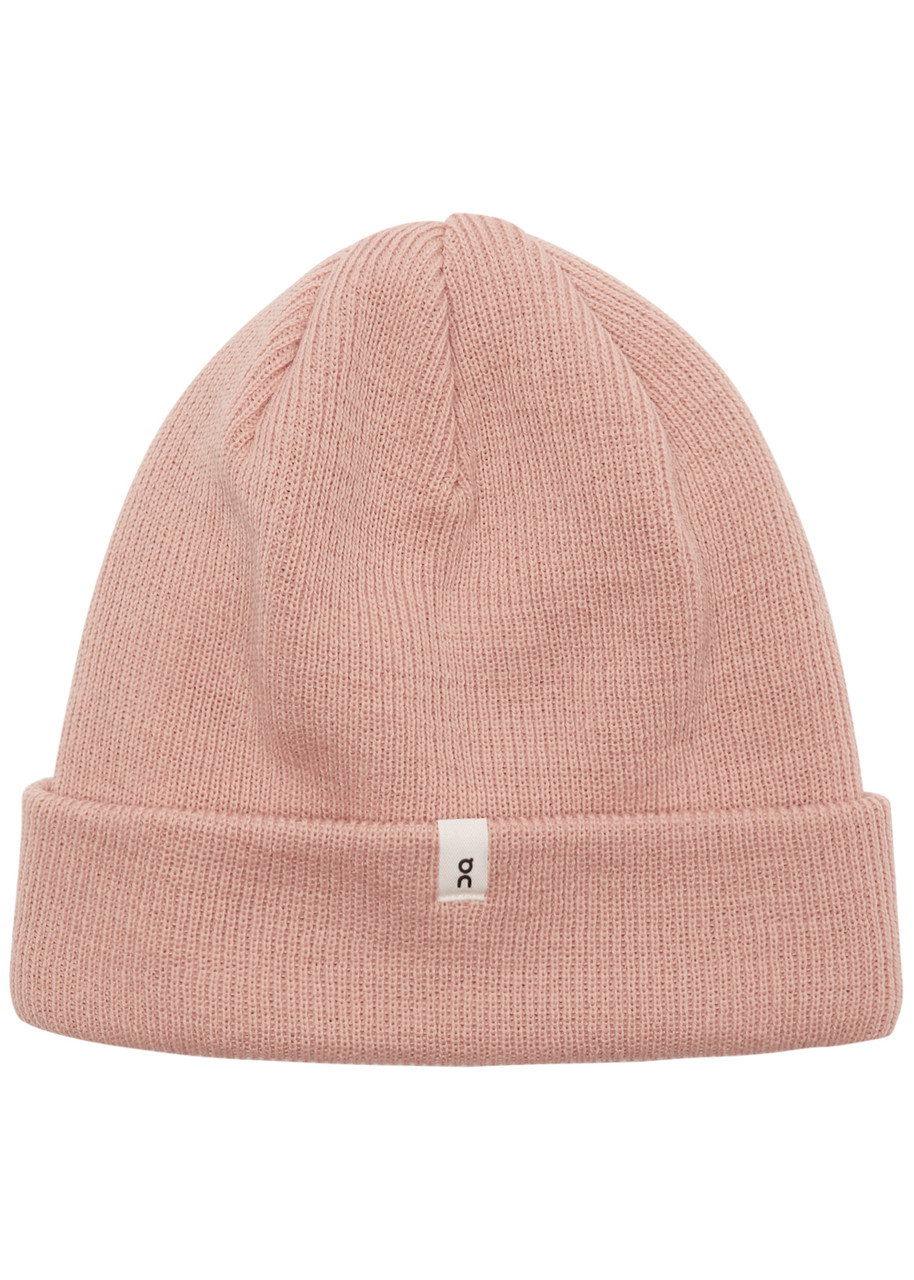 On Running Ribbed Wool Beanie In Rose