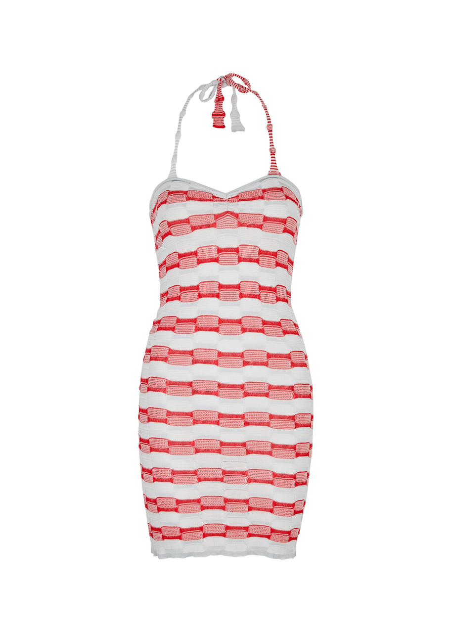 Gimaguas Été Striped Knitted Mini Dress - Red - L (UK14 / L)