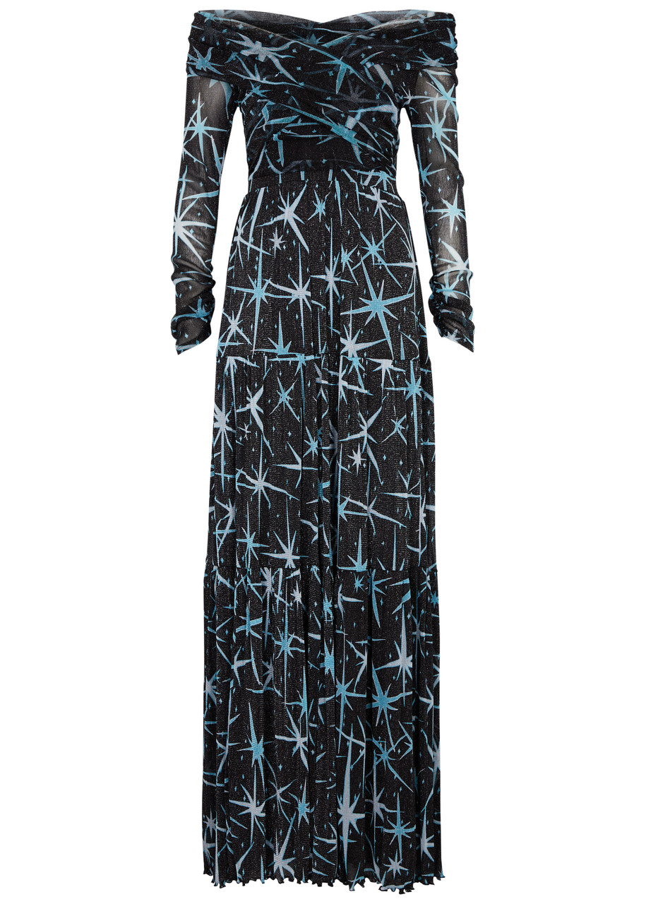Diane Von Furstenberg Stassi Printed Tulle Maxi Dress - Blue - XS (UK6 /xs)