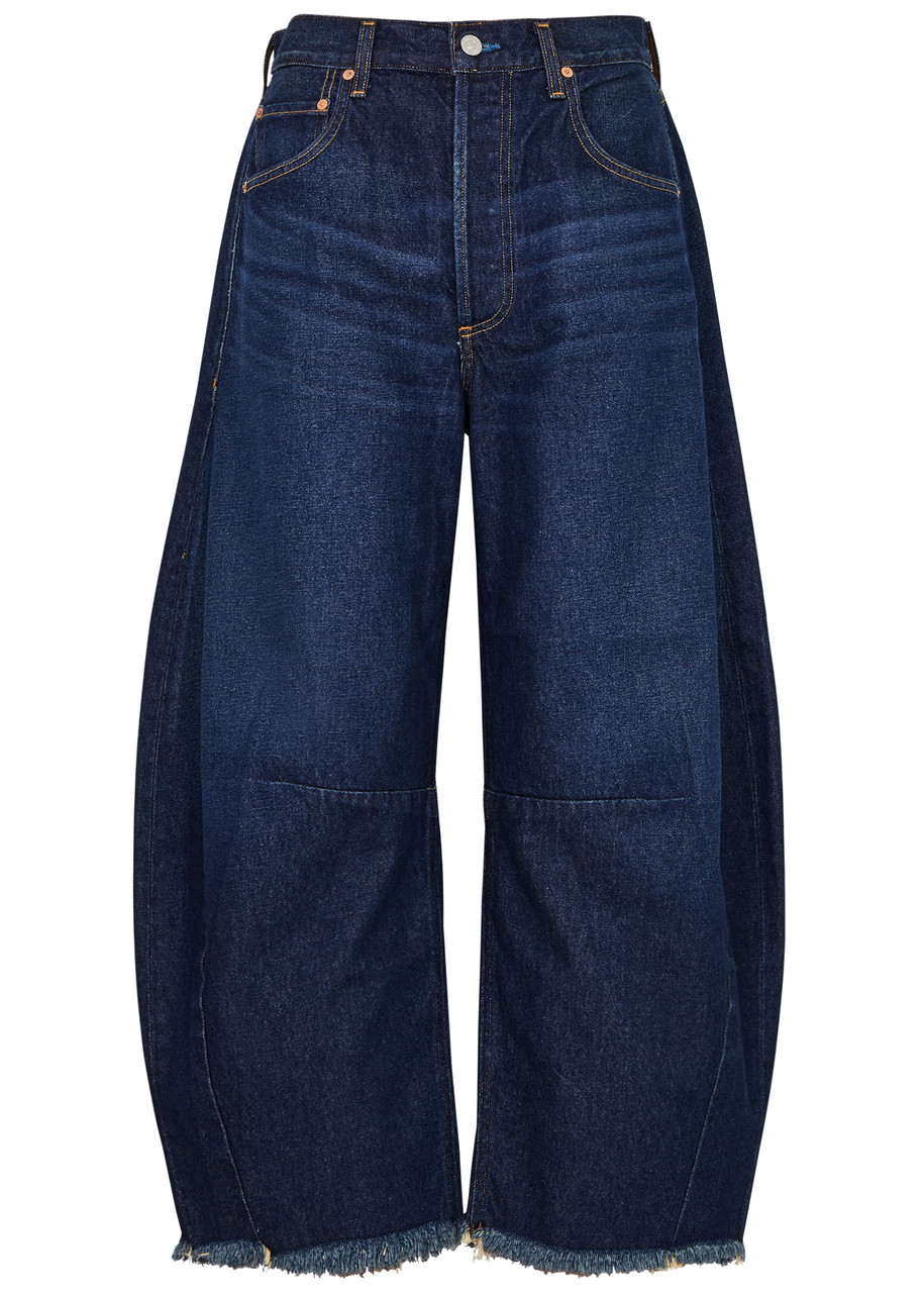 Shop Citizens Of Humanity Horseshoe Barrel-leg Jeans In Dark Blue