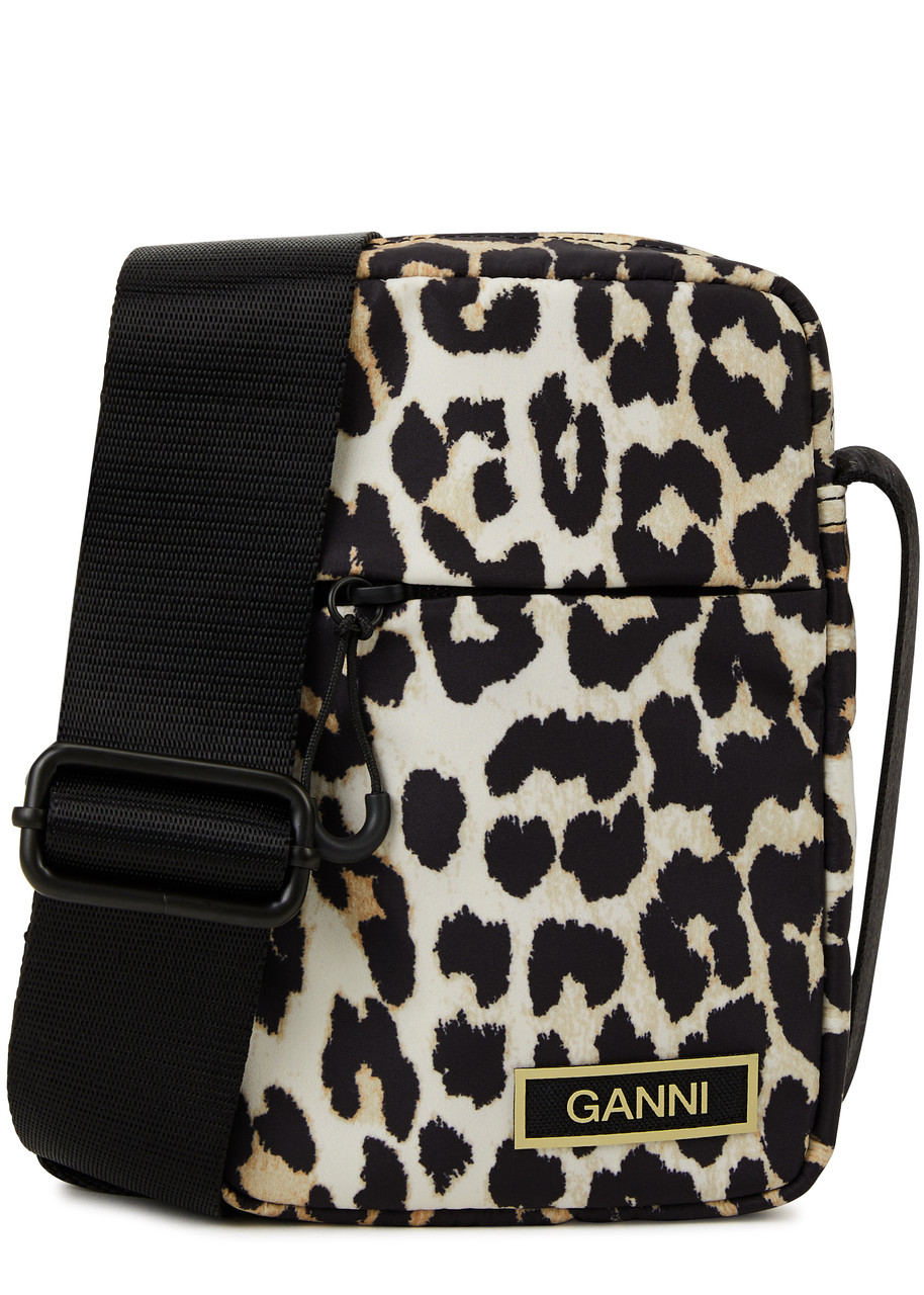 Ganni Mini Leopard-print Nylon Cross-body Pouch - One Size