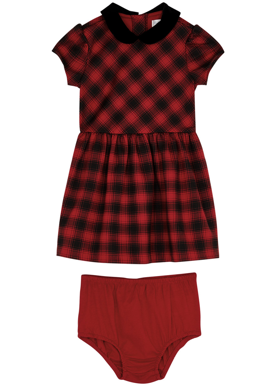 POLO RALPH LAUREN KIDS CHECKED STRETCH-JERSEY DRESS AND BLOOMERS SET (3-14 MONTHS)