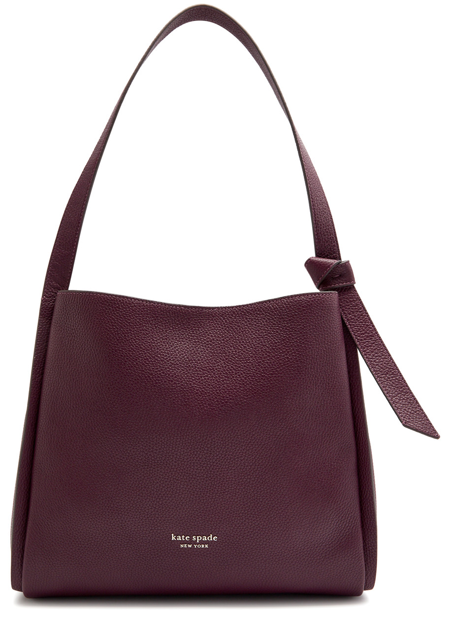 Kate Spade Knott Pebbled Leather Large Shoulder Bag In Dark Purple