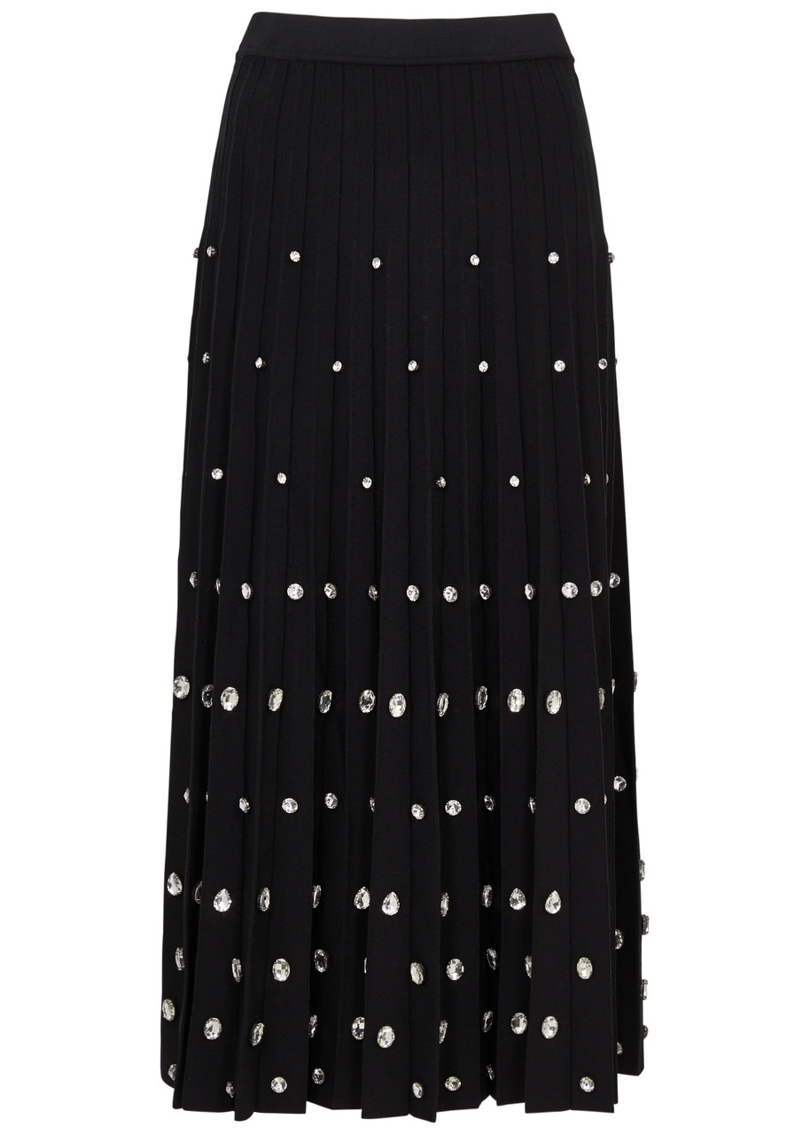 Simkhai Primrose Crystal-embellished Stretch-knit Midi Skirt In Black