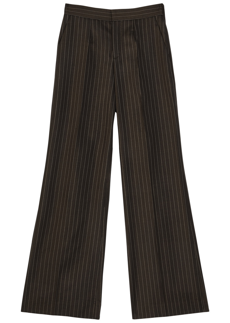 Jean Paul Gaultier The Thong Pinstriped Wool-blend Trousers In Brown