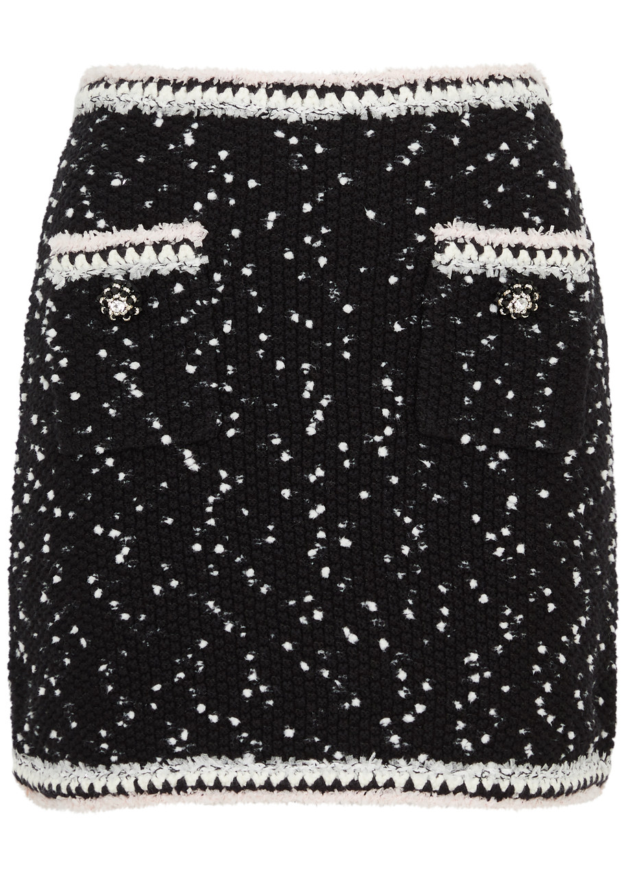 Self-portrait Knit Mini Skirt In Black