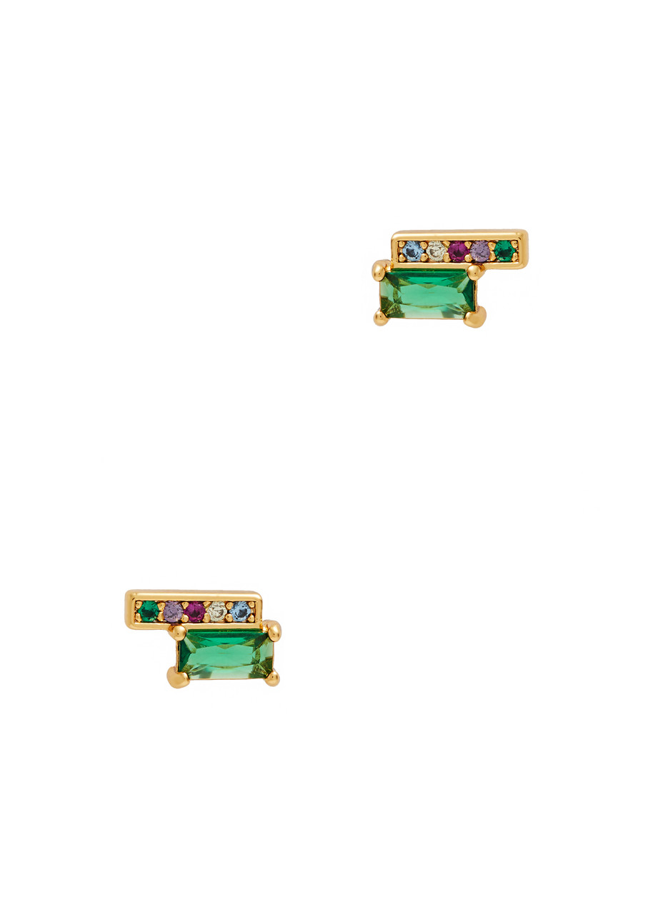 Kate Spade Precious Delight Gold-plated Stud Earrings In Green
