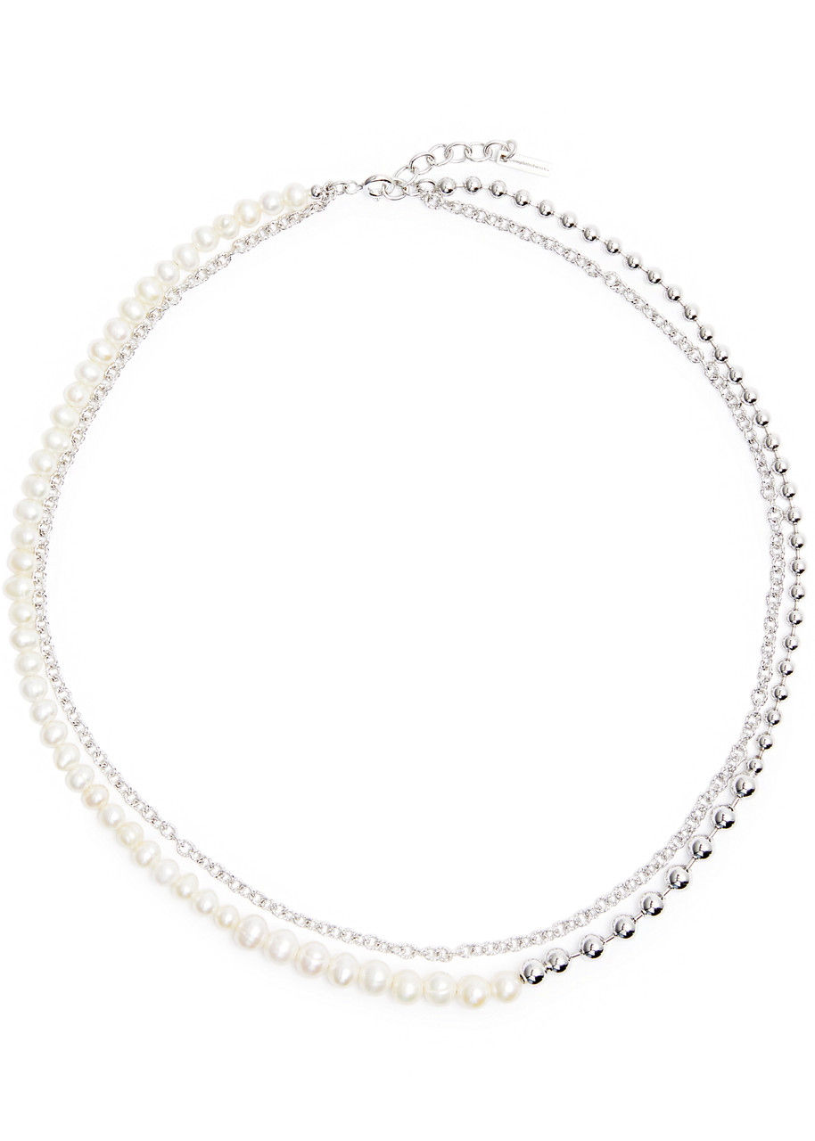 Completedworks Forgotten Seas Layered Rhodium-plated Necklace In Silver