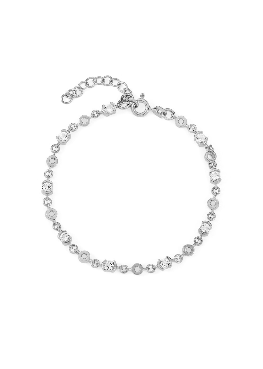 V By Laura Vann Laura Vann Lyla Crystal-embellished Chain Bracelet In Silver