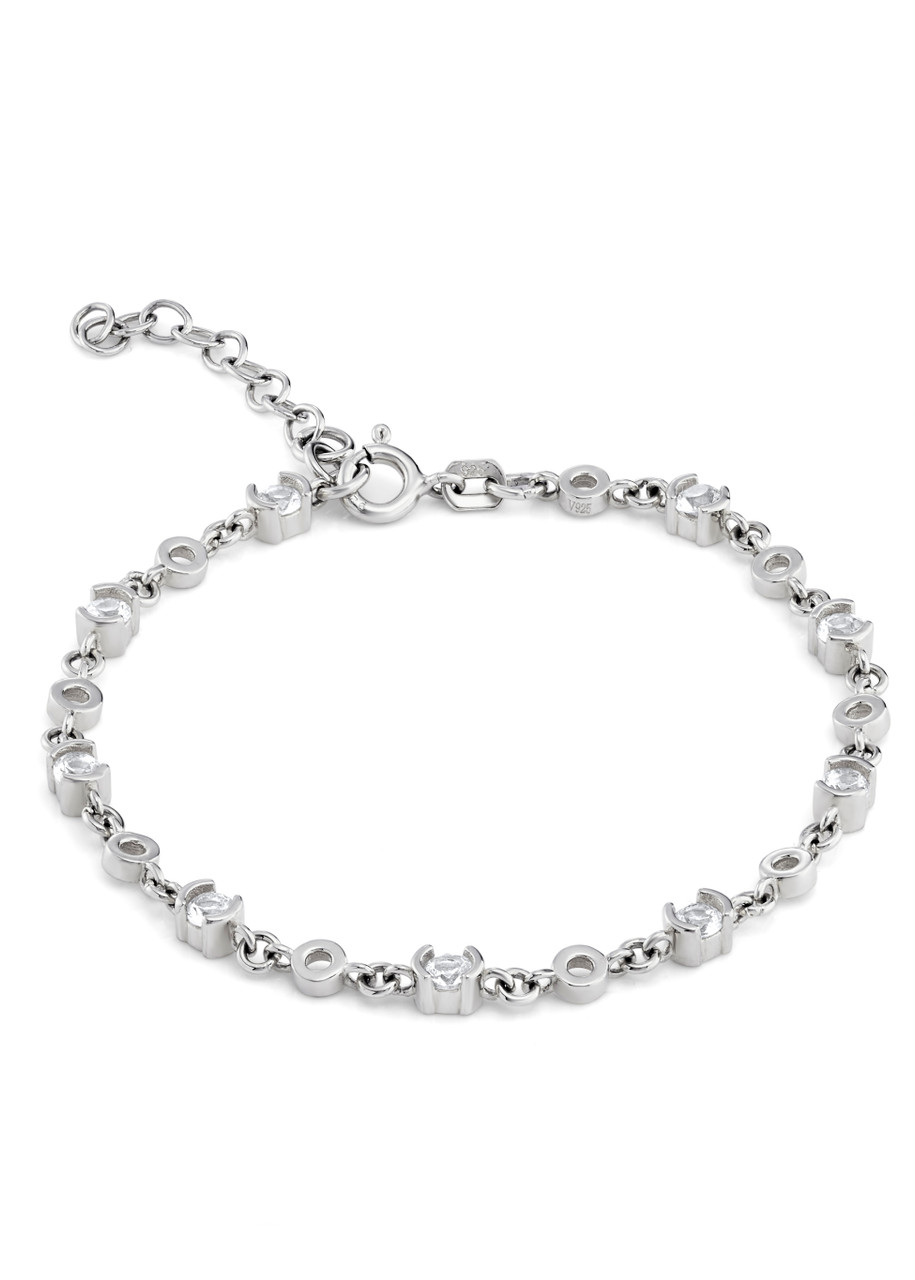 V By Laura Vann Laura Vann Lyla Crystal-embellished Chain Bracelet In Silver