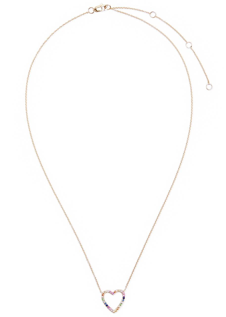 Roxanne First Heart Embellished 14kt Gold Necklace In Multicoloured
