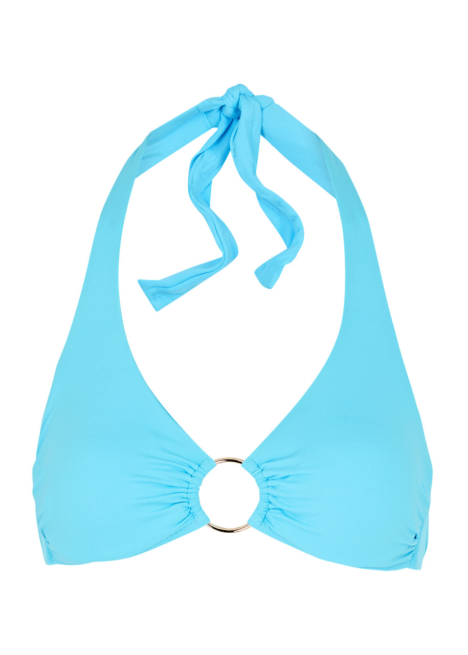 Shop Melissa Odabash Brussels Halterneck Bikini Top In Turquoise