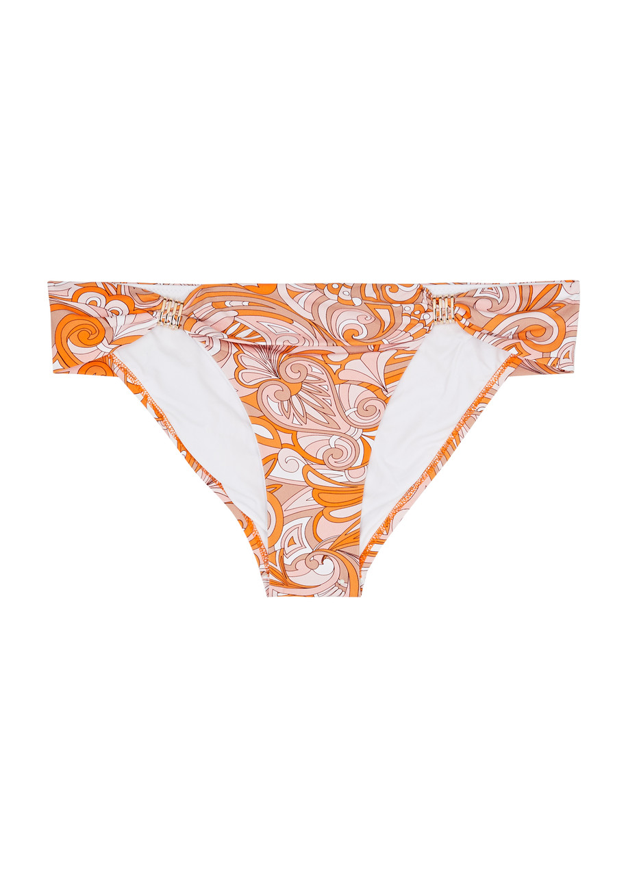 Shop Melissa Odabash Grenada Paisley-print Bikini Briefs In Orange