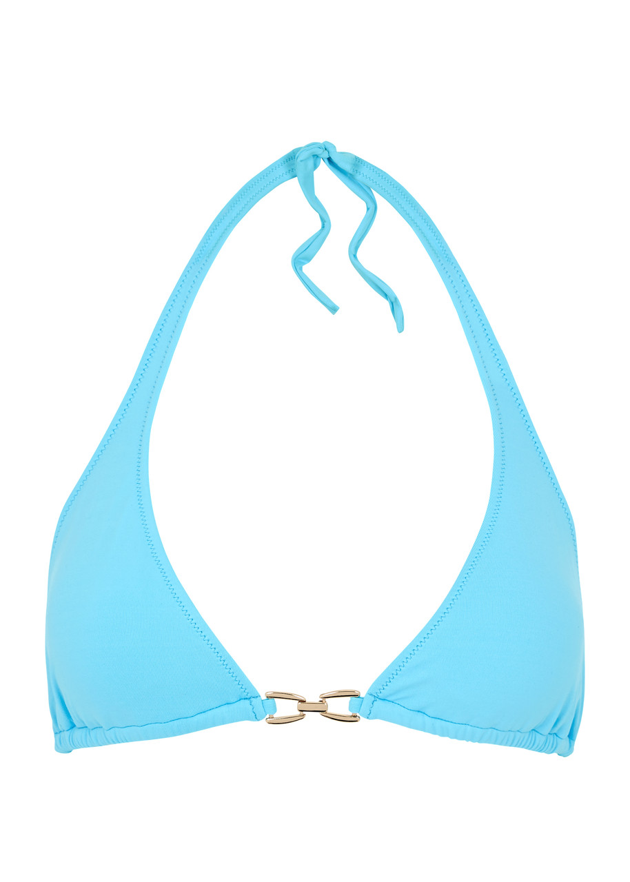 Melissa Odabash Antibes Embellished Halteneck Bikini Top In Turquoise