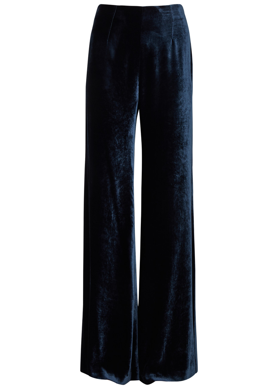 Galvan Julianne Velvet Trousers In Dark Blue