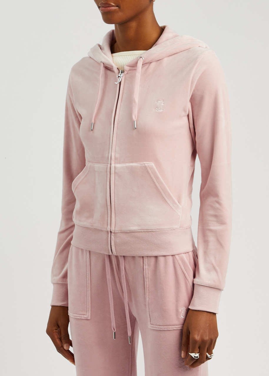 Juicy Couture Classic Robertson Hooded Velour Sweatshirt In Light Pink