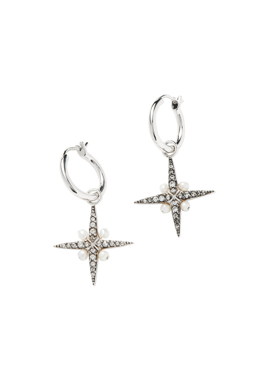 Missoma X Harris Reed Rhodium-plated Hoop Earrings, Silver Hoops - One Size