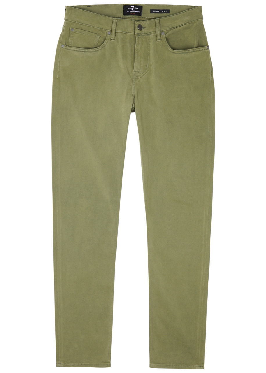 7 For All Mankind Slimmy Tapered Slim-leg Jeans In Green