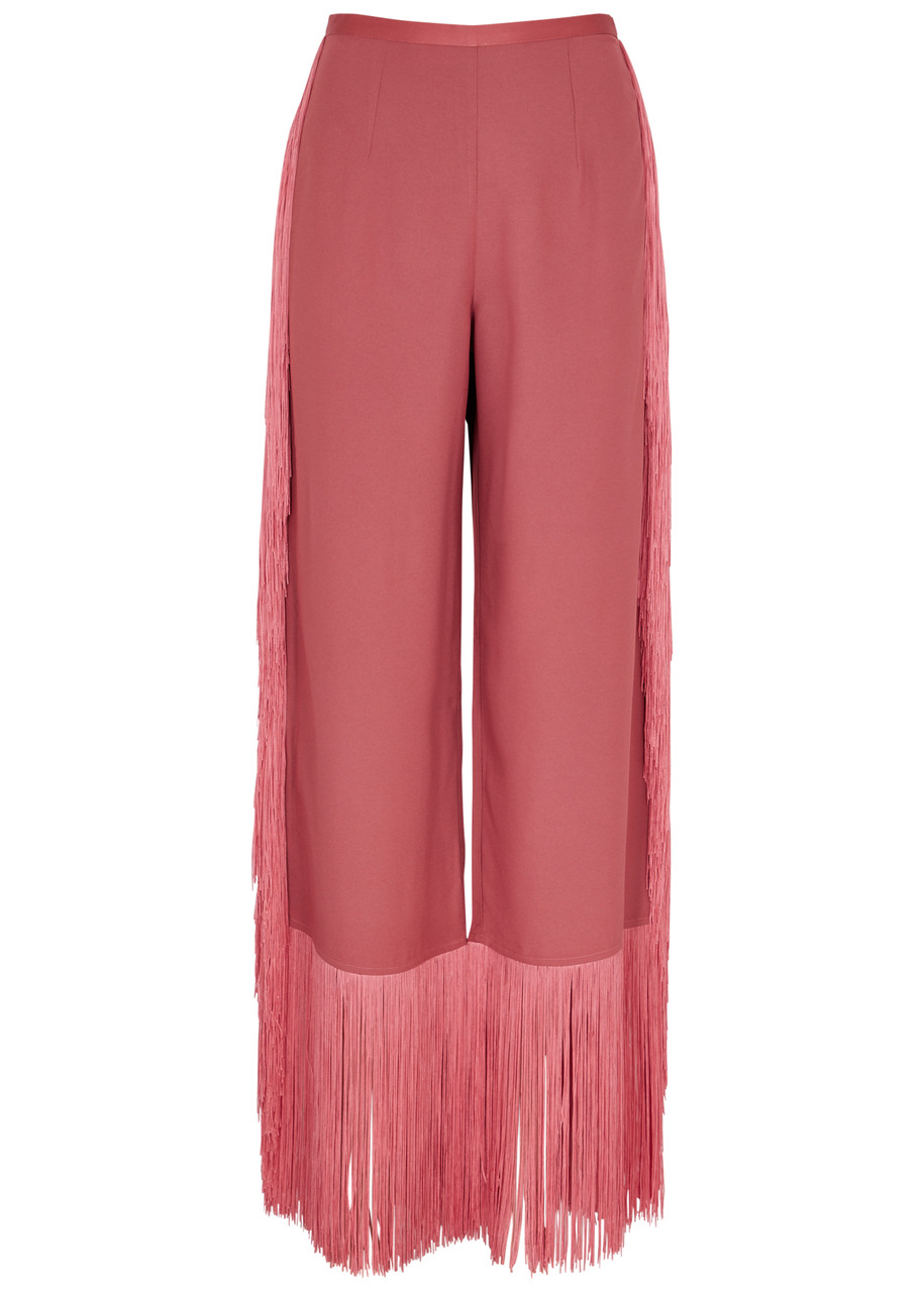 Taller Marmo Nevada Fringed Wide-leg Trousers In Pink