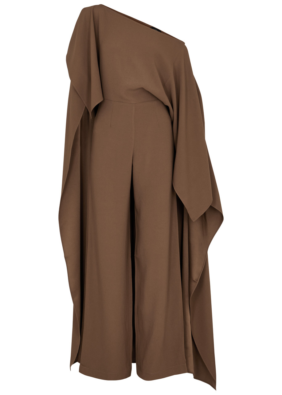 Taller Marmo Jerry Cape-effect Jumpsuit In Brown