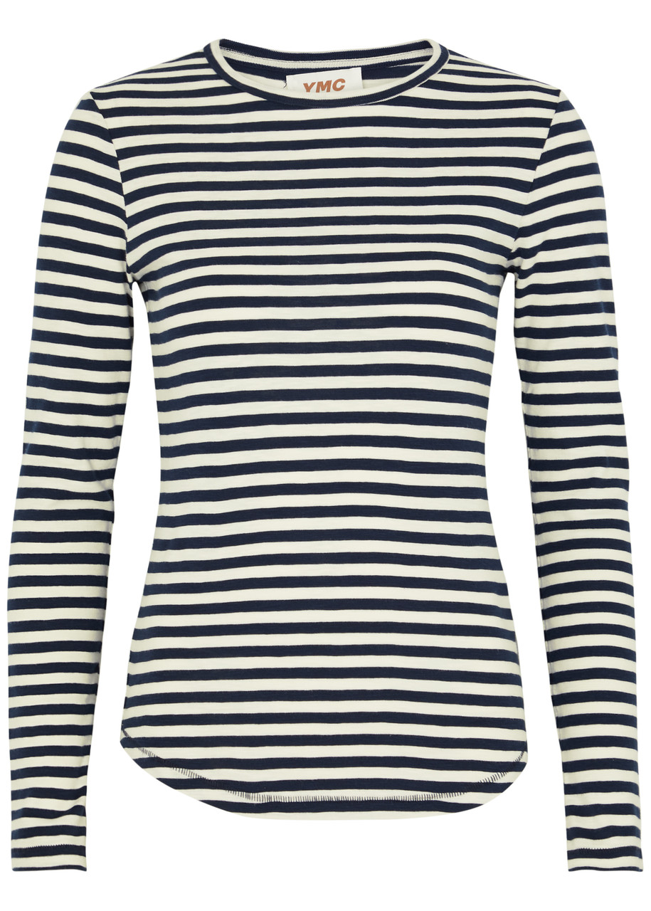 Ymc You Must Create Ymc Charlotte Striped Cotton Top In Navy