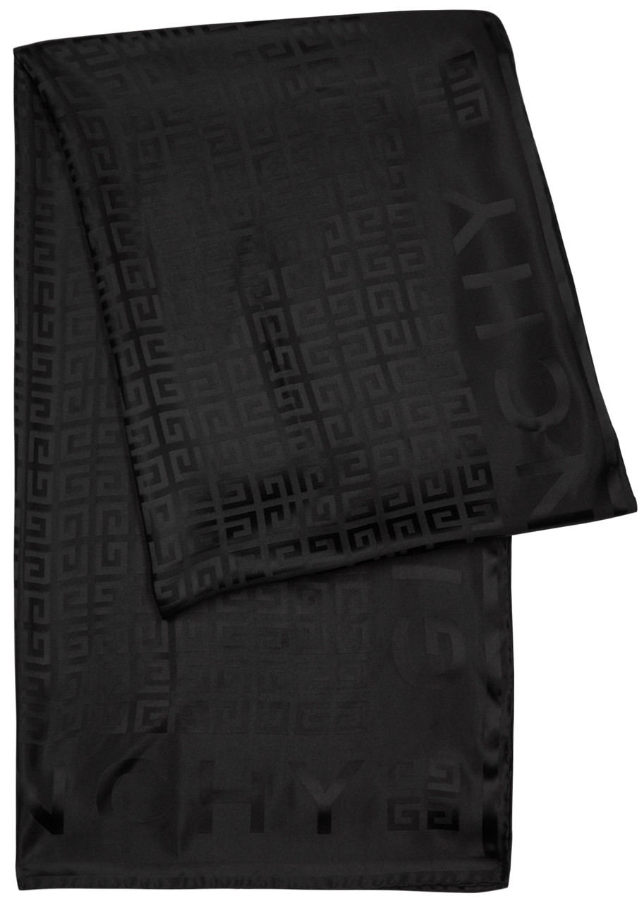 Givenchy Logo-jacquard Silk Scarf In Black