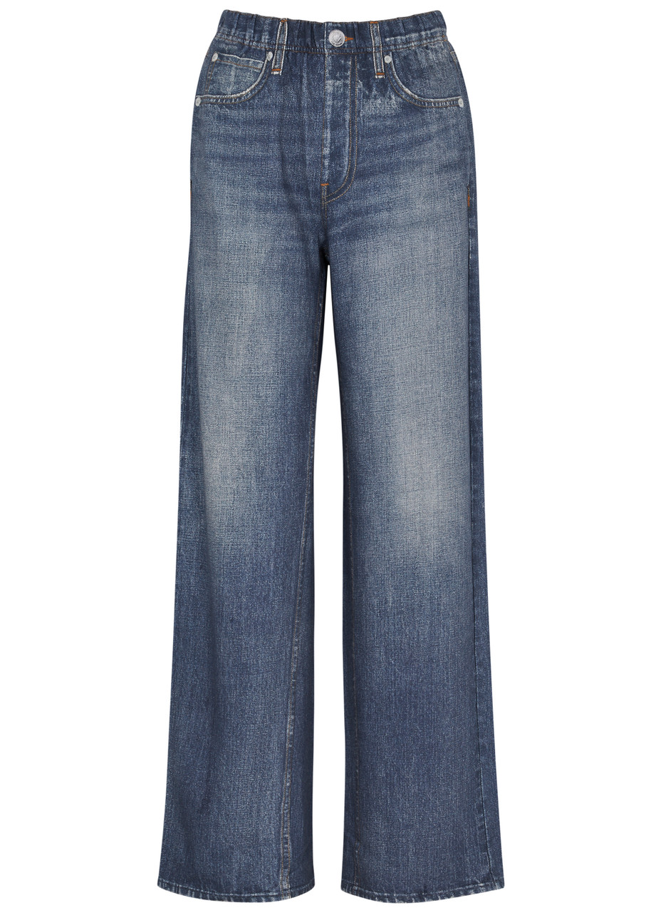 Rag & Bone Lori Mid Rise Wide Leg Pants In Blue