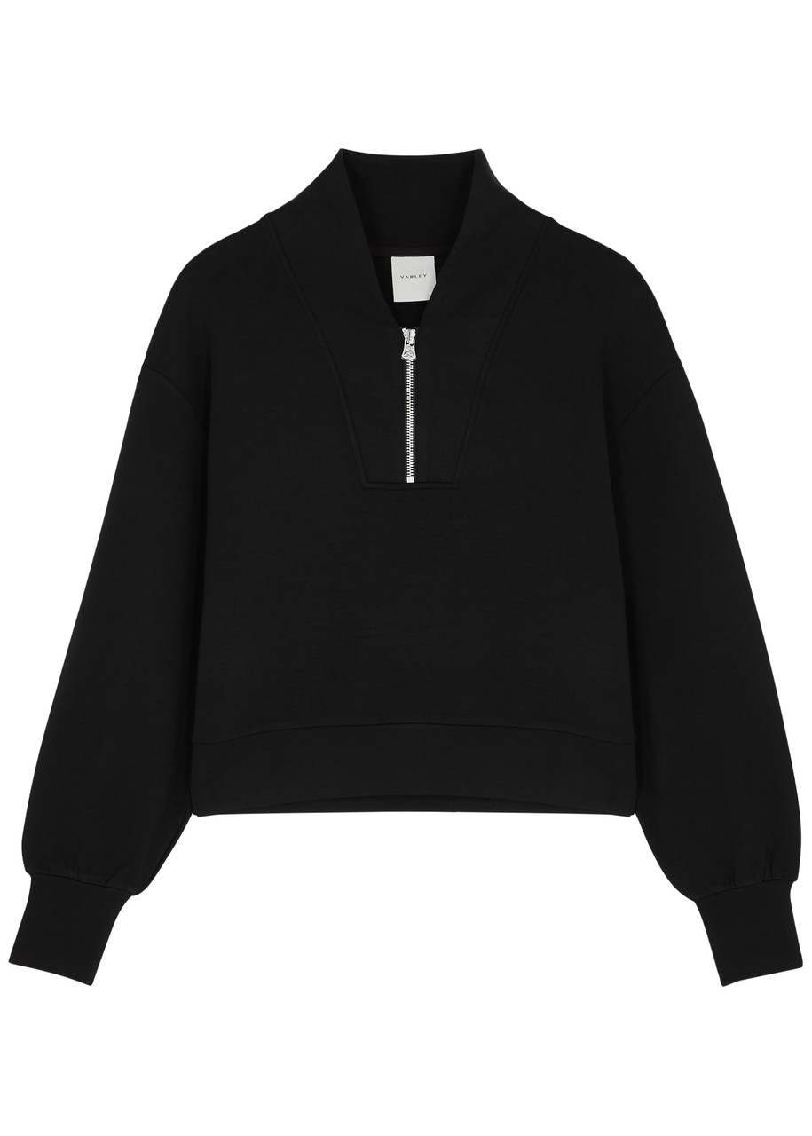 Varley Davidson Half-zip Stretch-jersey Sweatshirt In Black