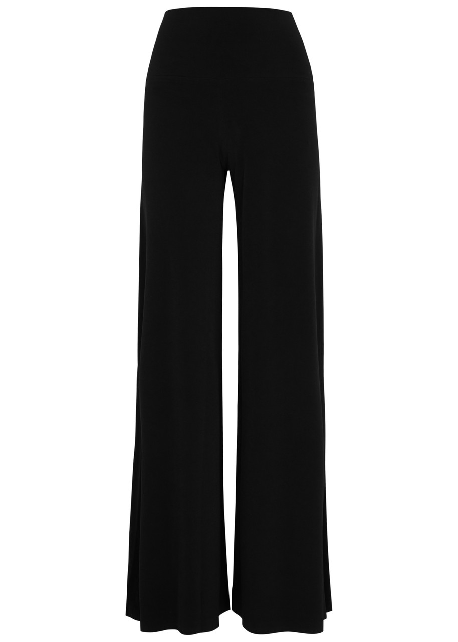 Norma Kamali High-rise Satin Wide-leg Pants In Black