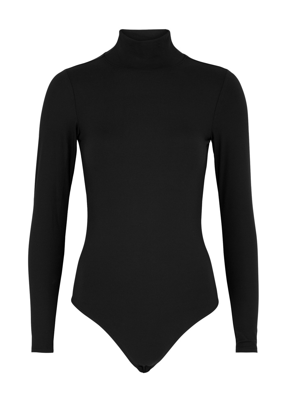 Spanx Suit Yourself Ribbed Stretch-jersey Bodysuit In Black