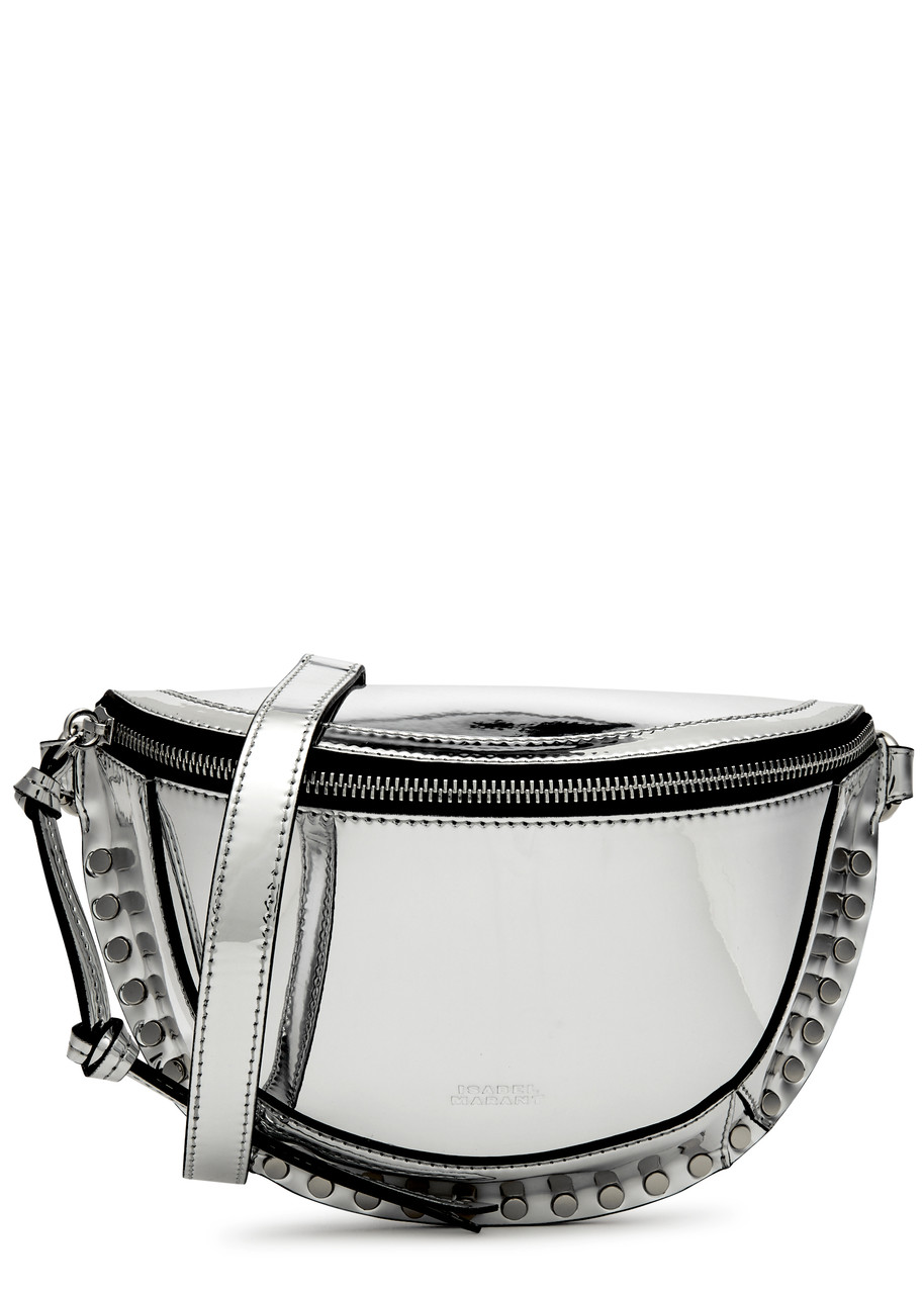 Isabel Marant Skano Metallic Leather Belt Bag In Silver