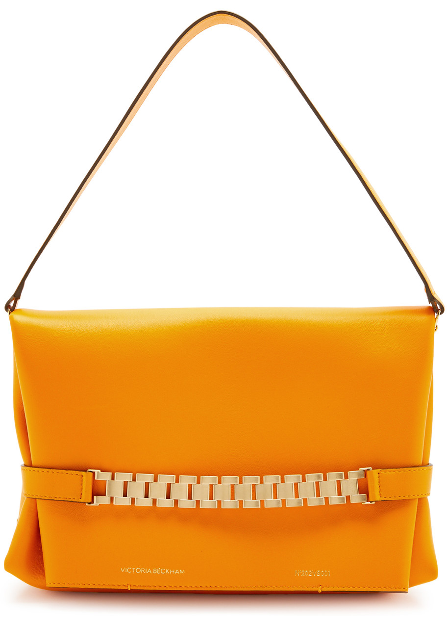 Victoria Beckham Chain Leather Clutch In Yellow