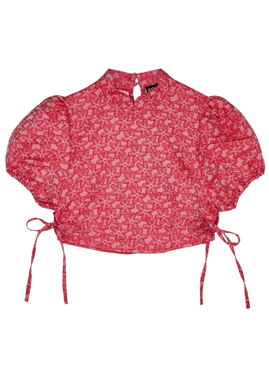 Sister Jane Flower Power Floral-jacquard Top In Red