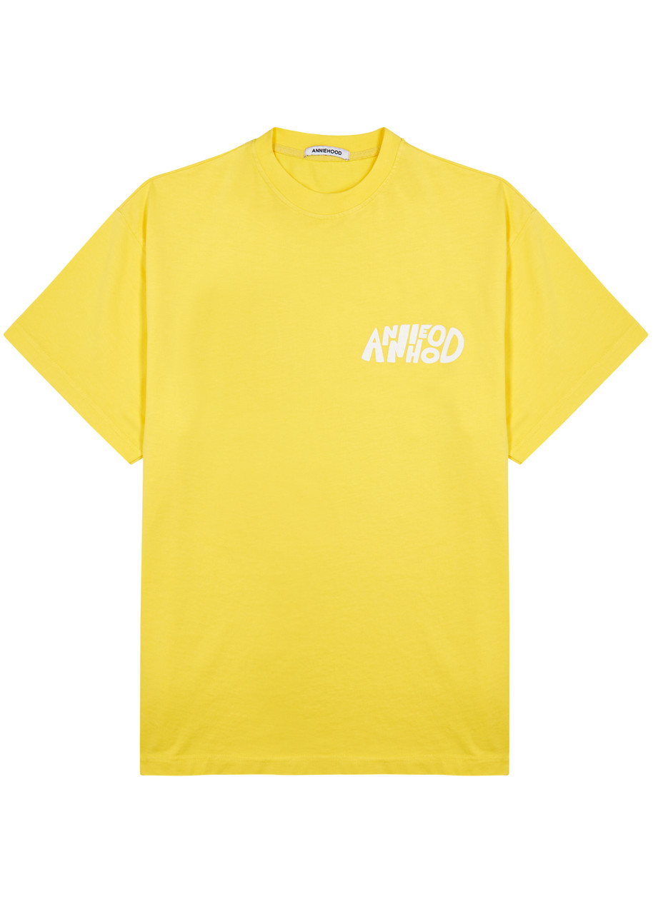 Annie Hood Jumble Logo-print Cotton T-shirt In Yellow