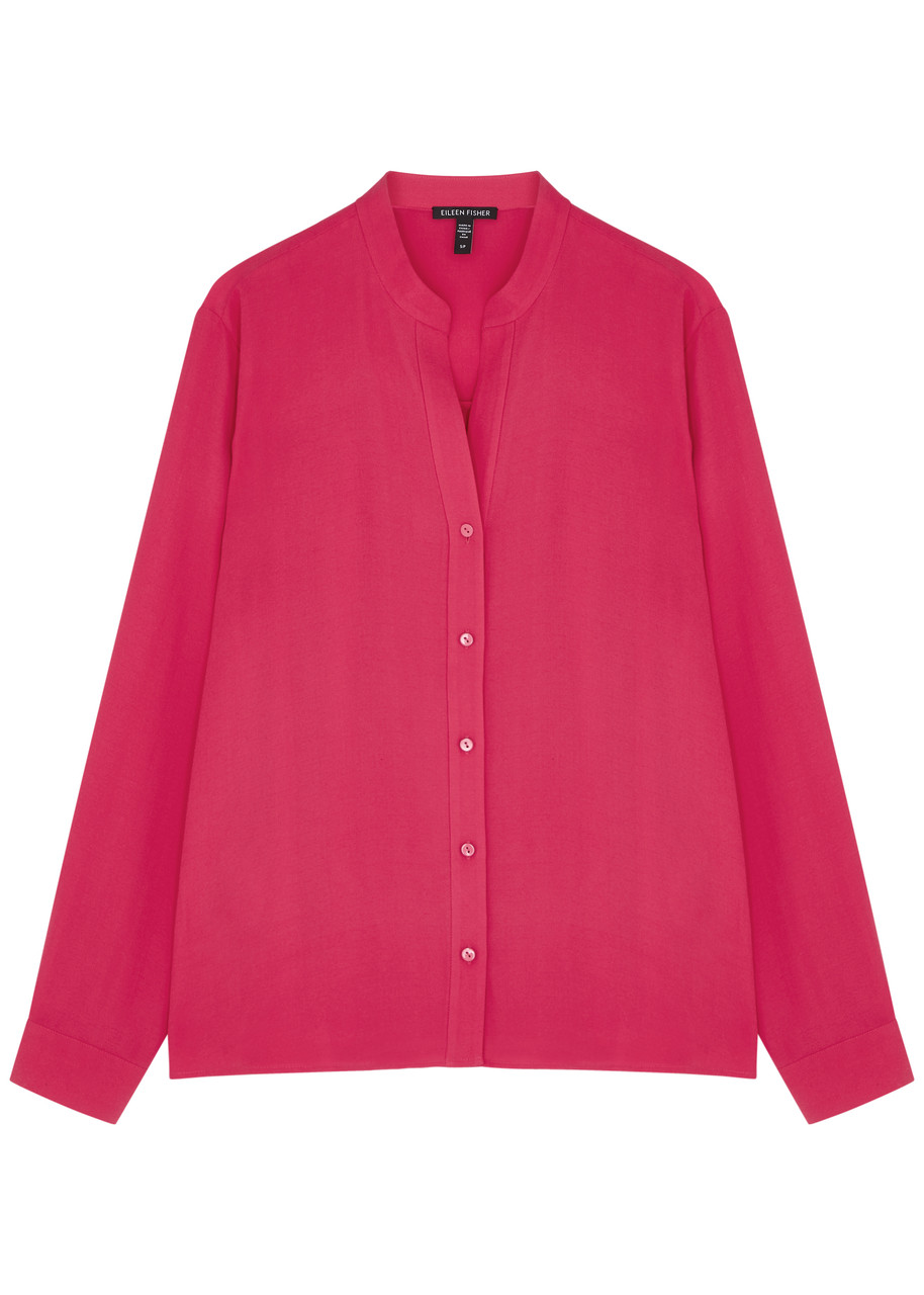 Eileen Fisher Silk Crepe De Chine Shirt In Pink