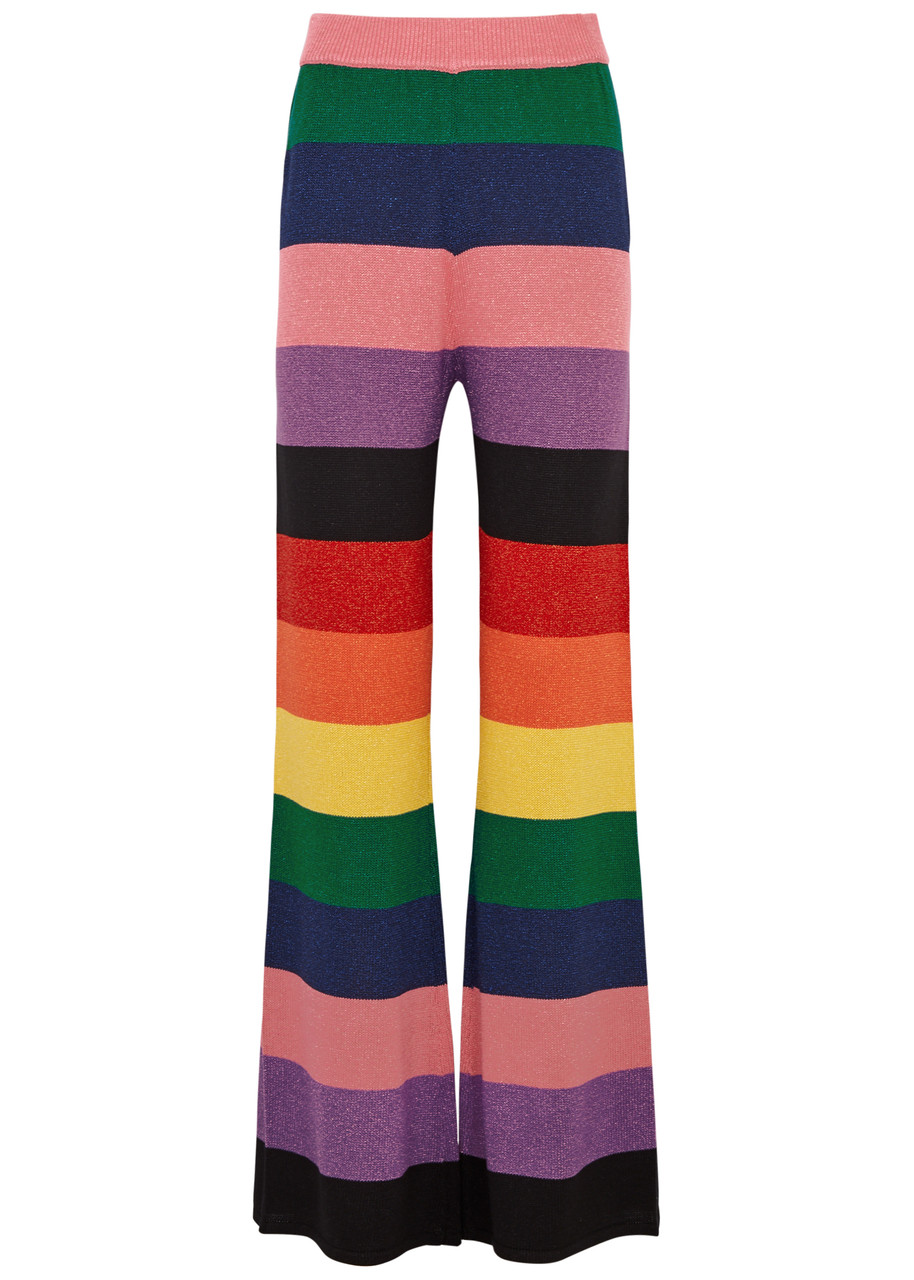 Olivia Rubin Ali Striped Metallic-knit Trousers In Multicoloured