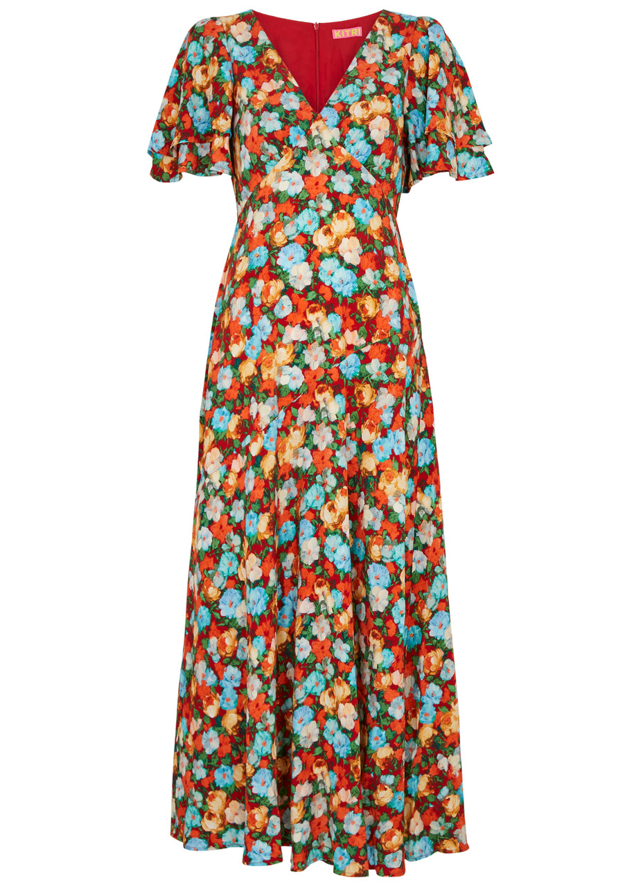 Kitri Tallulah Floral-print Maxi Dress In Blue