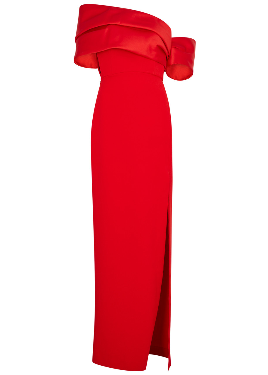 Solace London Alexis Off-shoulder Gown In Red