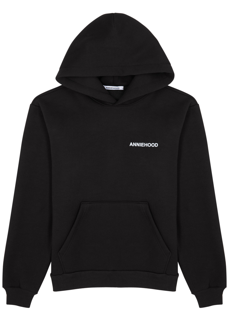 Annie Hood Logo-print Hooded Cotton-blend Sweatshirt In Black