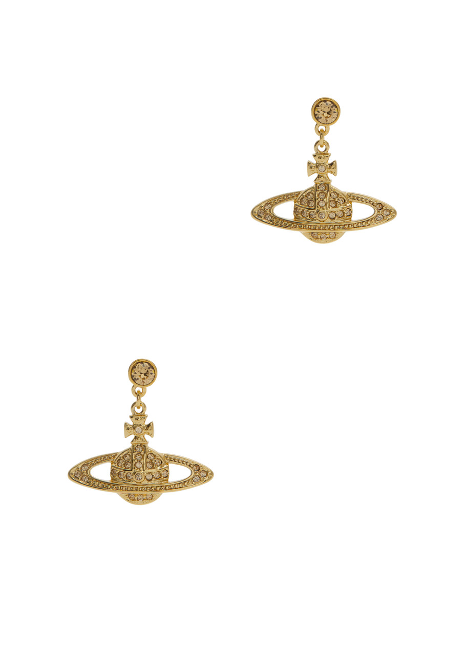 Vivienne Westwood Mini Bas Relief Orb Drop Earrings In Gold