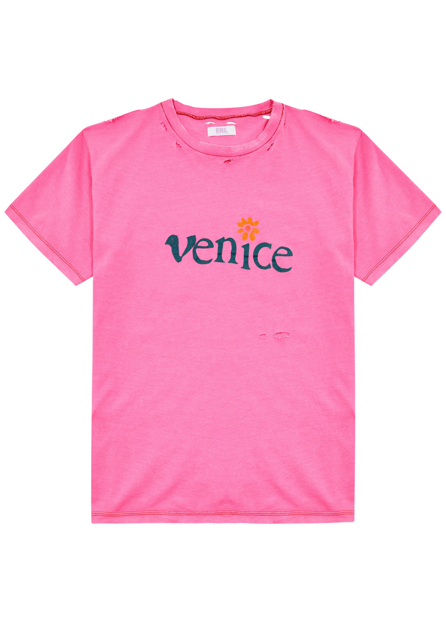 ERL ERL VENICE PRINTED DISTRESSED COTTON T-SHIRT