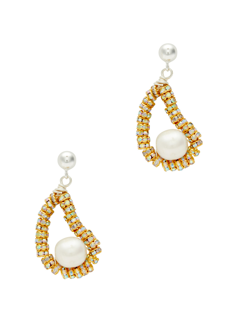 Pearl Octopuss.y Tiny Oyster Embellished Drop Earrings In Gold