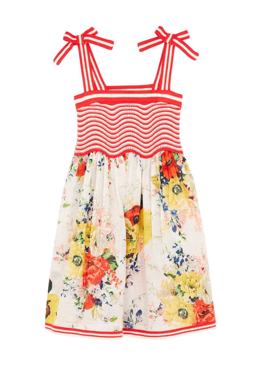 Zimmermann Kids Alight Knitted And Chiffon Dress In Multicoloured