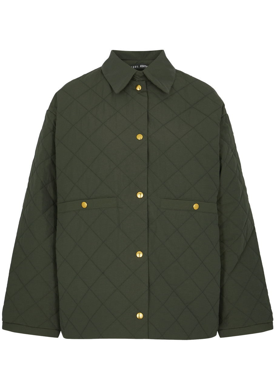 Kassl Editions Quilted Shell Jacket In Dark Green