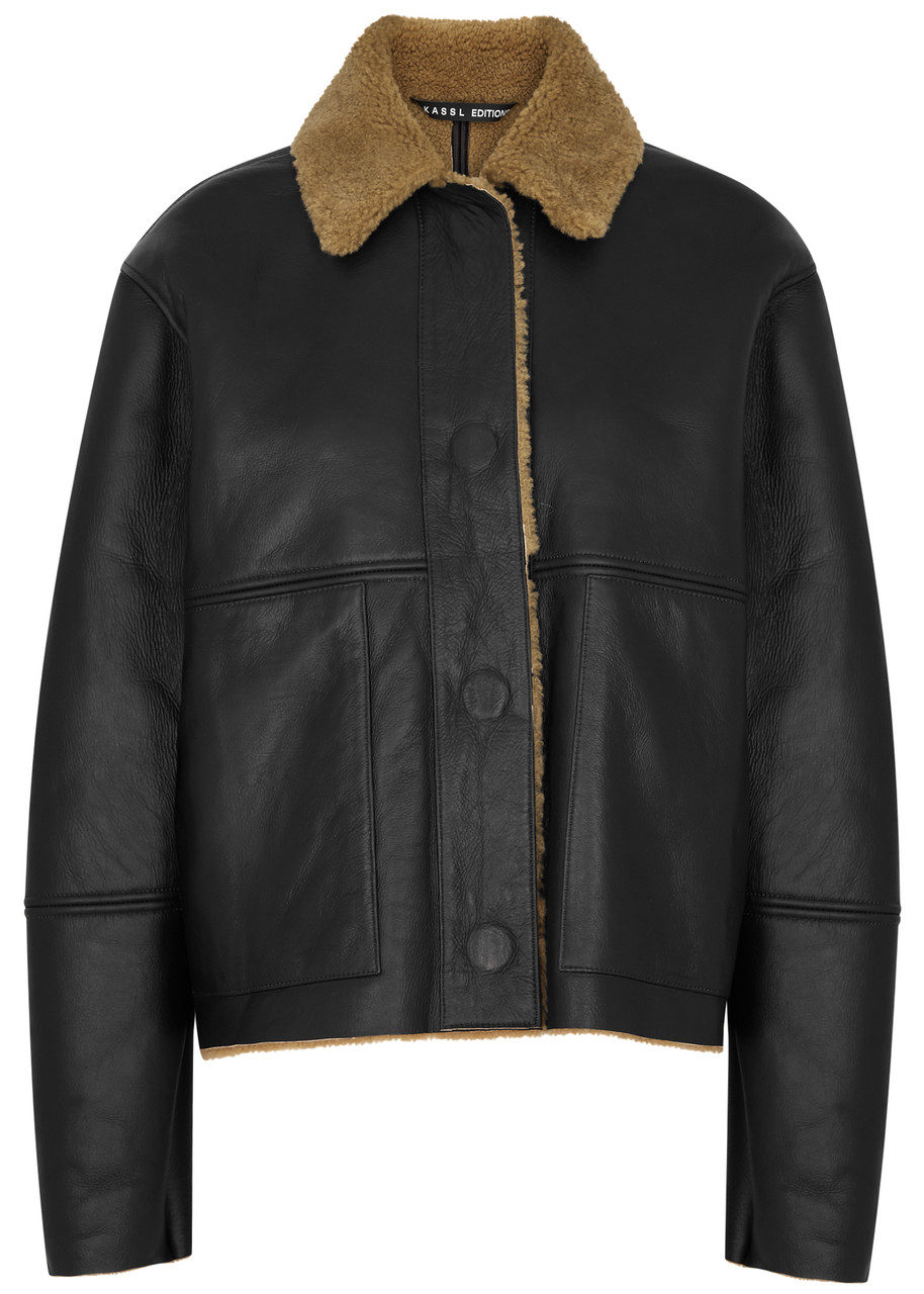 Kassl Editions Shearling-lined Reversible Leather Jacket In Black