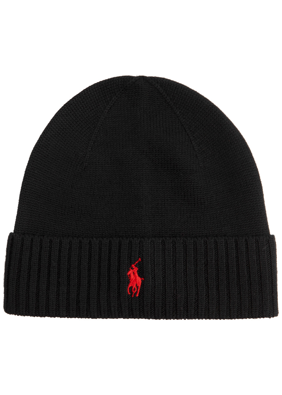 Shop Polo Ralph Lauren Logo-embroidered Wool Beanie In Black