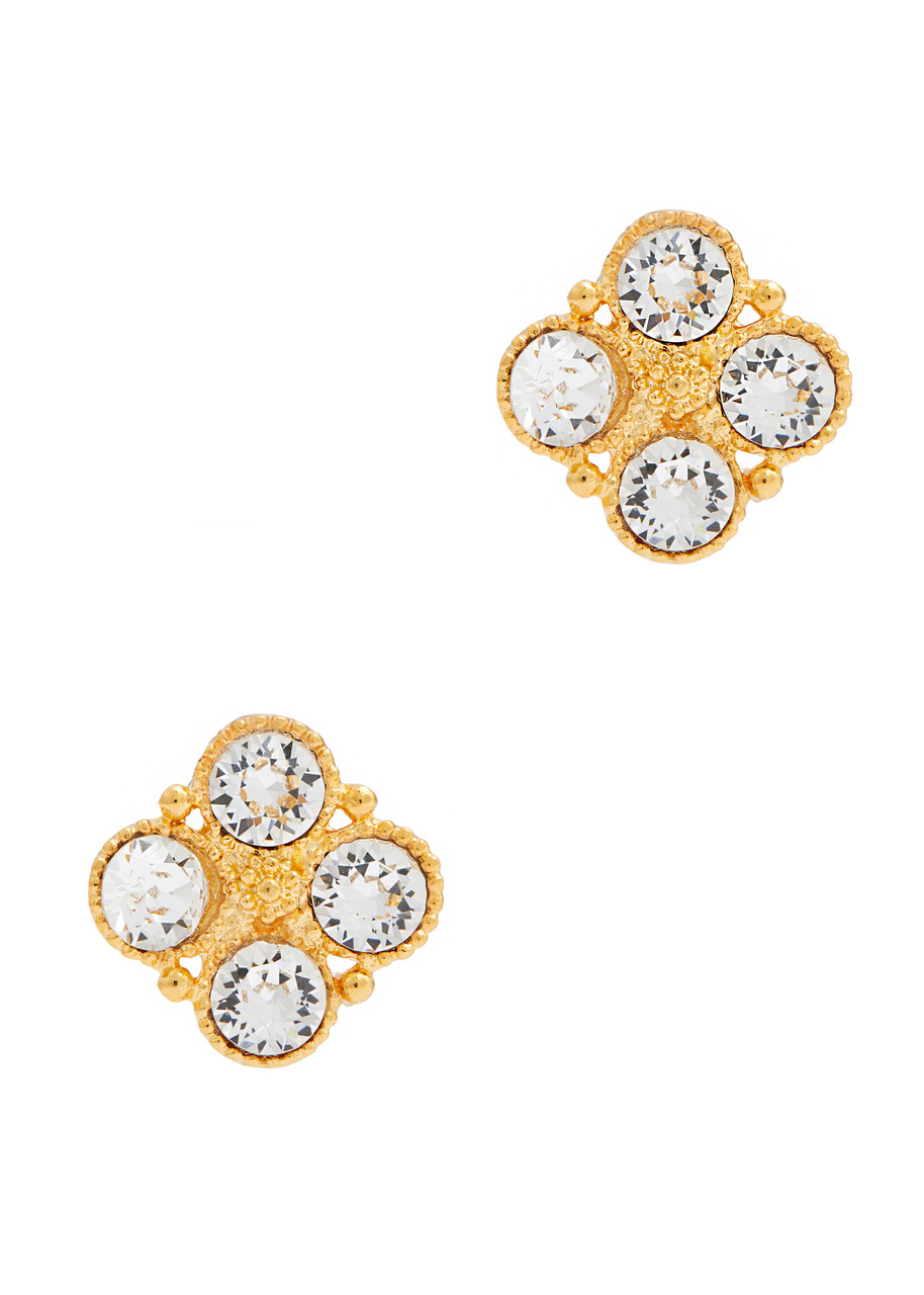 Kenneth Jay Lane Crystal-embellished Stud Earrings In Gold