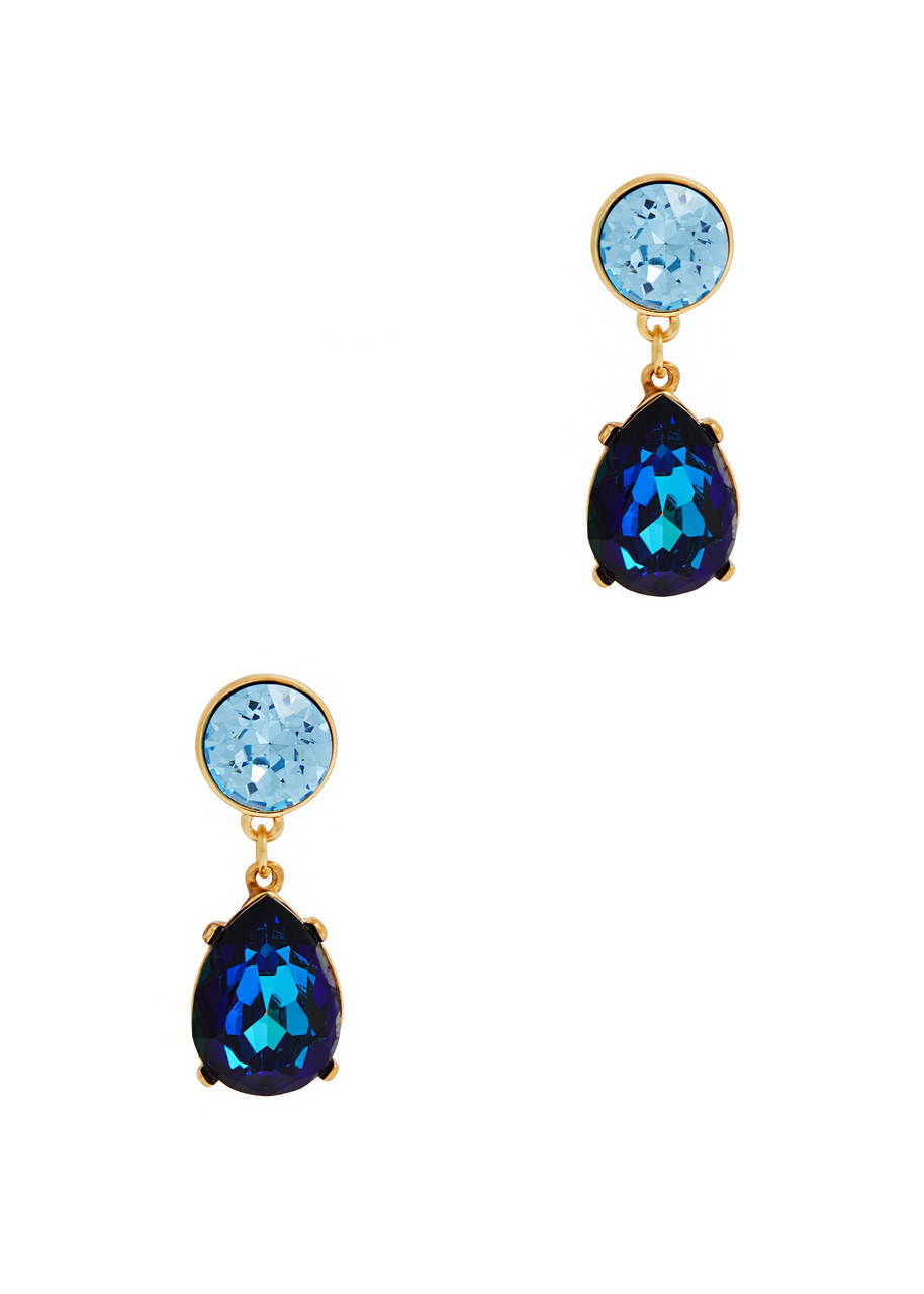 Kenneth Jay Lane Teardrop Crystal-embellished Drop Earrings In Blue