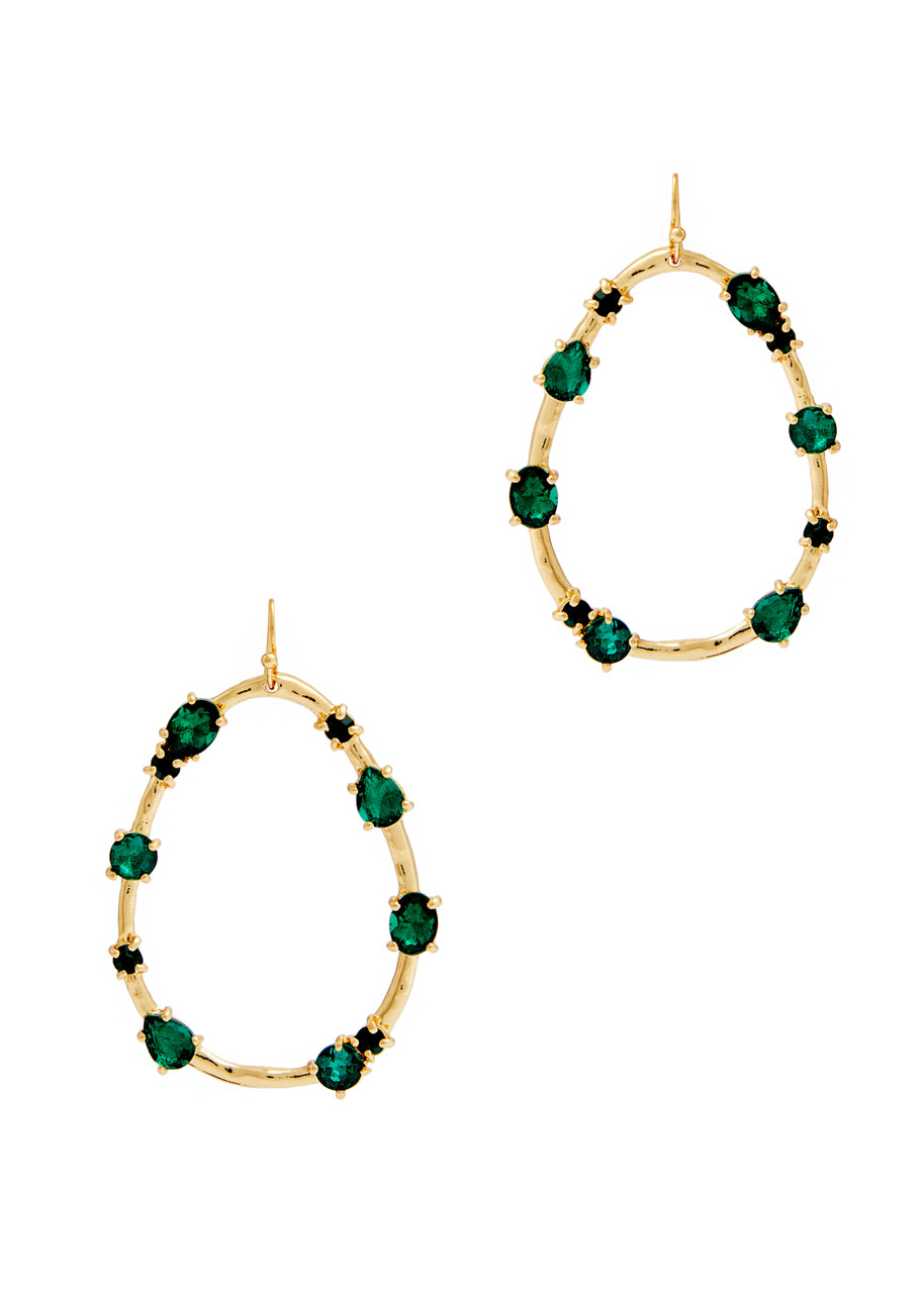 Kenneth Jay Lane Women's Goldtone & Glass Crystal Oval Drop Earrings In Green