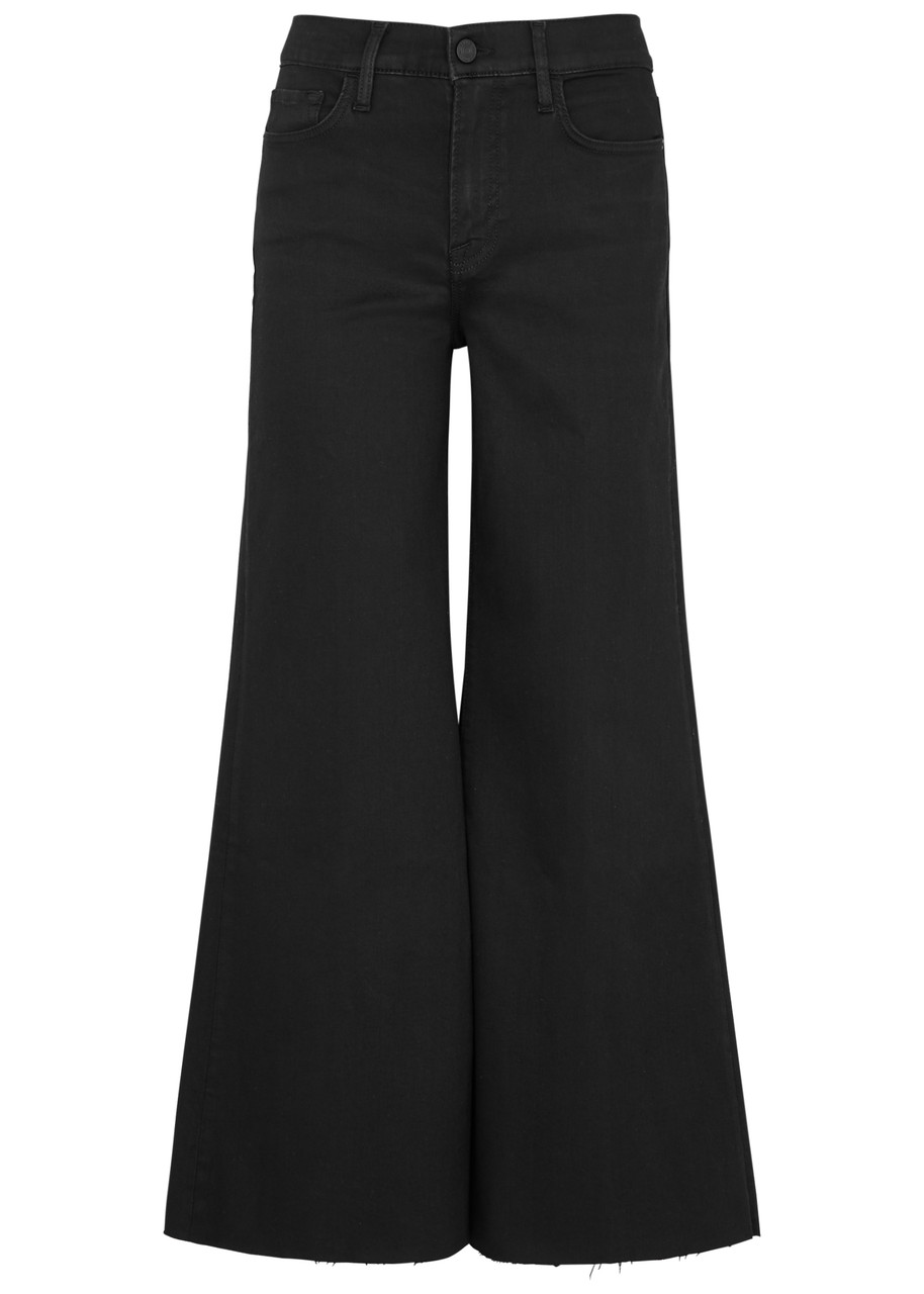 Frame Le Palazzo Crop Flared-leg Jeans In Black